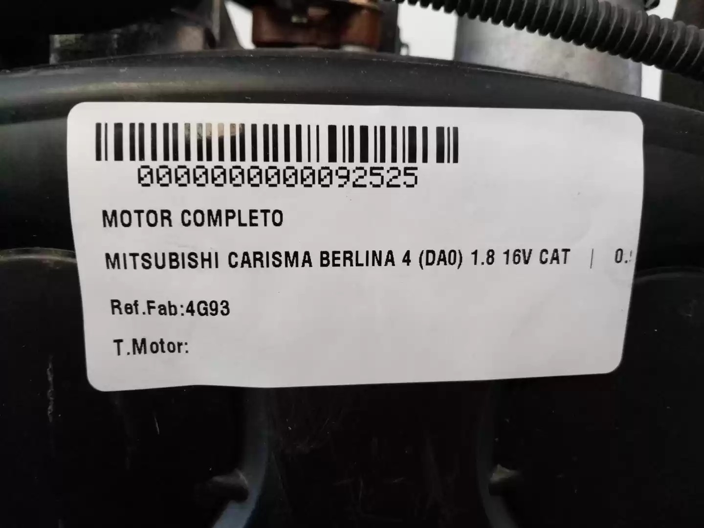 Peças - Motor Completo Mitsubishi Carisma Sedan 1999 -4G93